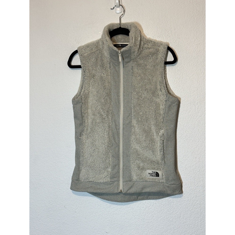 The North Face Furry Fleece‎ Vest Knit Sides Women S Gray Cozy Hiking Athleisure